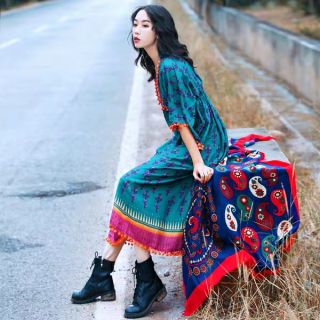 Váy Du Lịch Phong Cách Boho Vintage ( V35 )