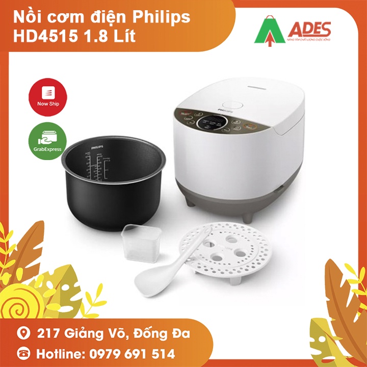 Nồi cơm điện Philips HD4515 1.8 Lít - Công nhệ 3D, 9 chế độ nấu - Bảo hành chính hãng 24 tháng