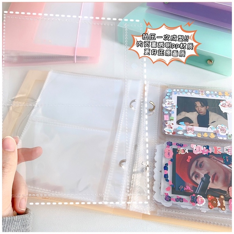 Mini Binder 2 còng đựng toplader B8 kèm sẵn 25 sheet màu pastel