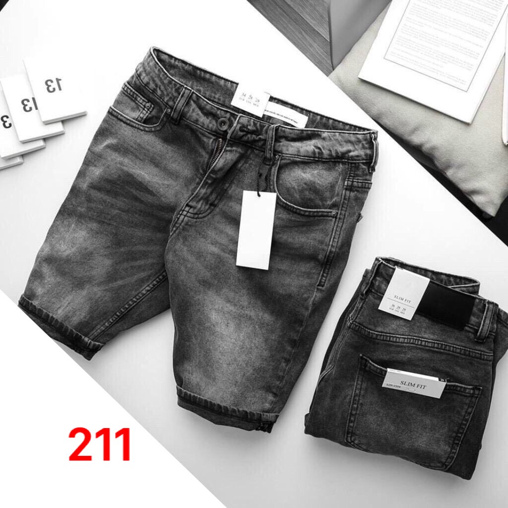 Quần short jean nam đen xám, quần jean nam ngắn chất bò cao cấp SJ211 - Maxpingvn