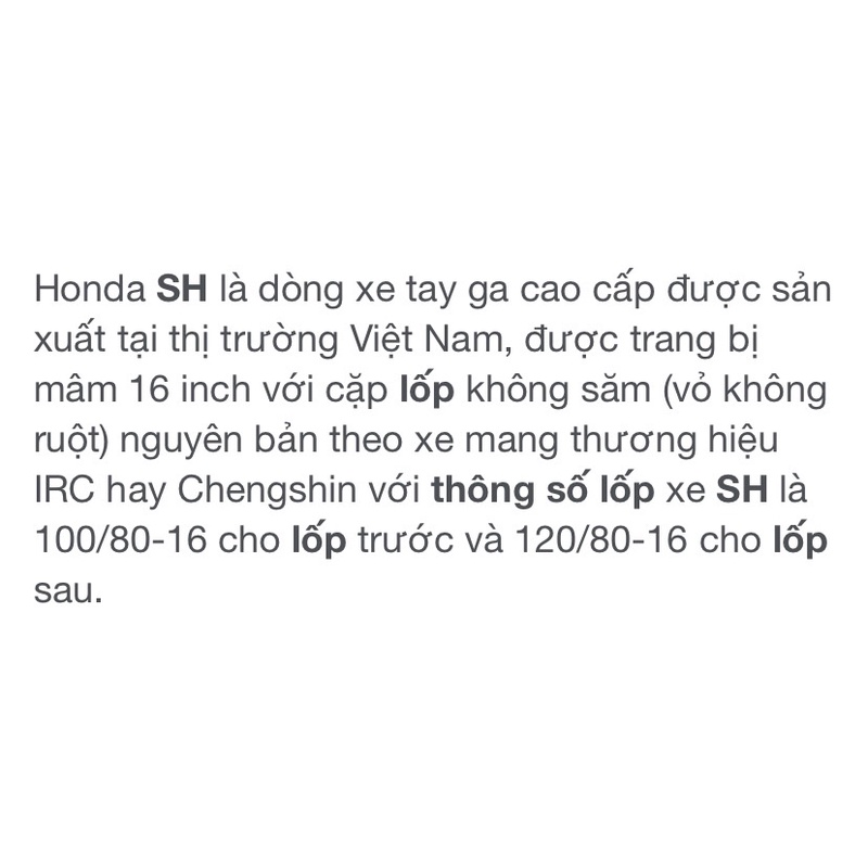 [Mã LIFEAU5SALE giảm 10% đơn 50K] Vỏ,lốp irc xe sh 125,150,sh ý,sh việt,sh 125i/150i,sh 2020 chính hãng