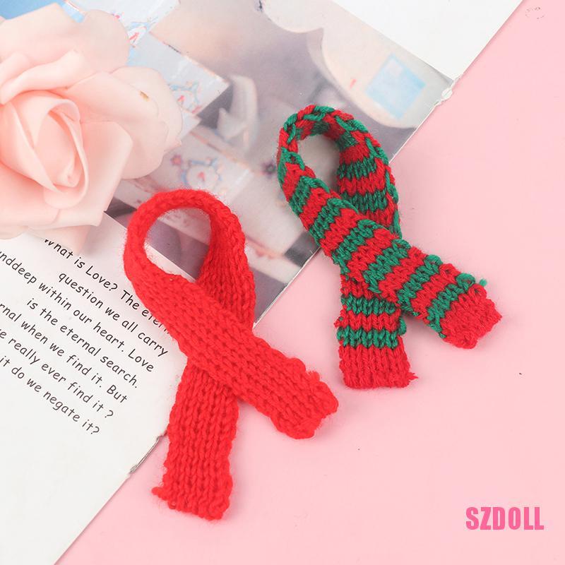 Set 2 Khăn Choàng Giáng Sinh Trang Trí Nhà Búp Bê Tỉ Lệ 1:12