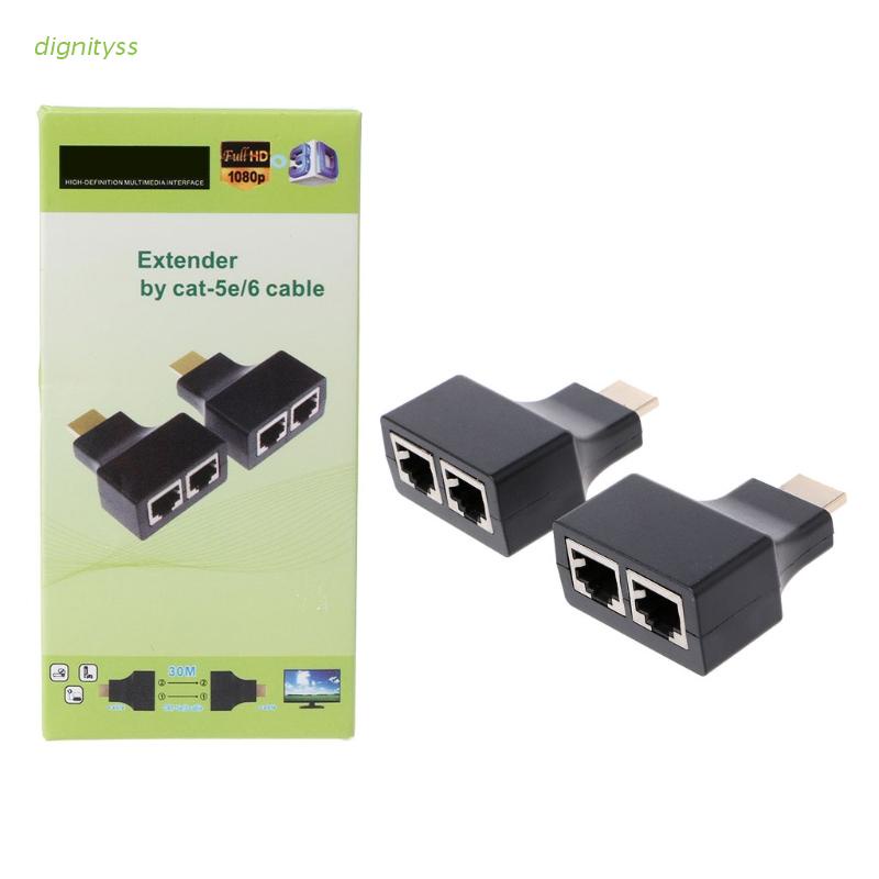 Dignitys 1 Cặp HDMI-compatible Sang Dual RJ45 CAT5E CAT6 UTP LAN Ethernet 1080P thumbnail