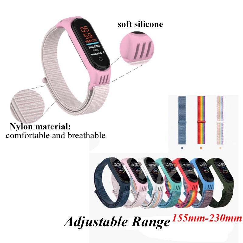 Dây Đeo Thay Thế Bằng Nilon Thoáng Khí Nhiều Màu Sắc Cho Xiaomi Mi Band 6 5 4 3 Xiaomi Mi Band3 Mi Band4 or Mi Band5 / Mi Band6