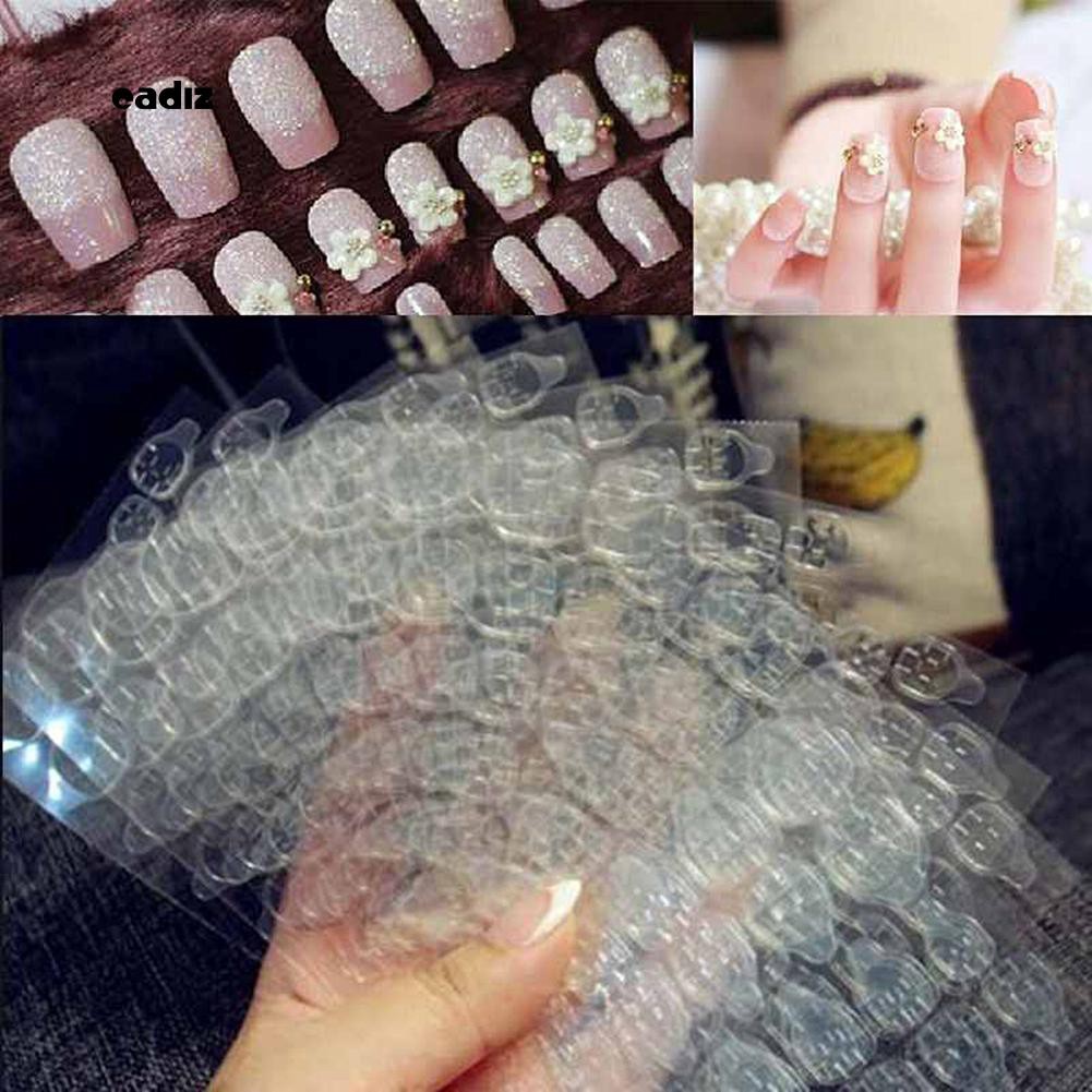 [Hàng mới về] Tờ 24 miếng dán keo đánh bóng móng tay 2 mặt bằng nhựa trong suốt