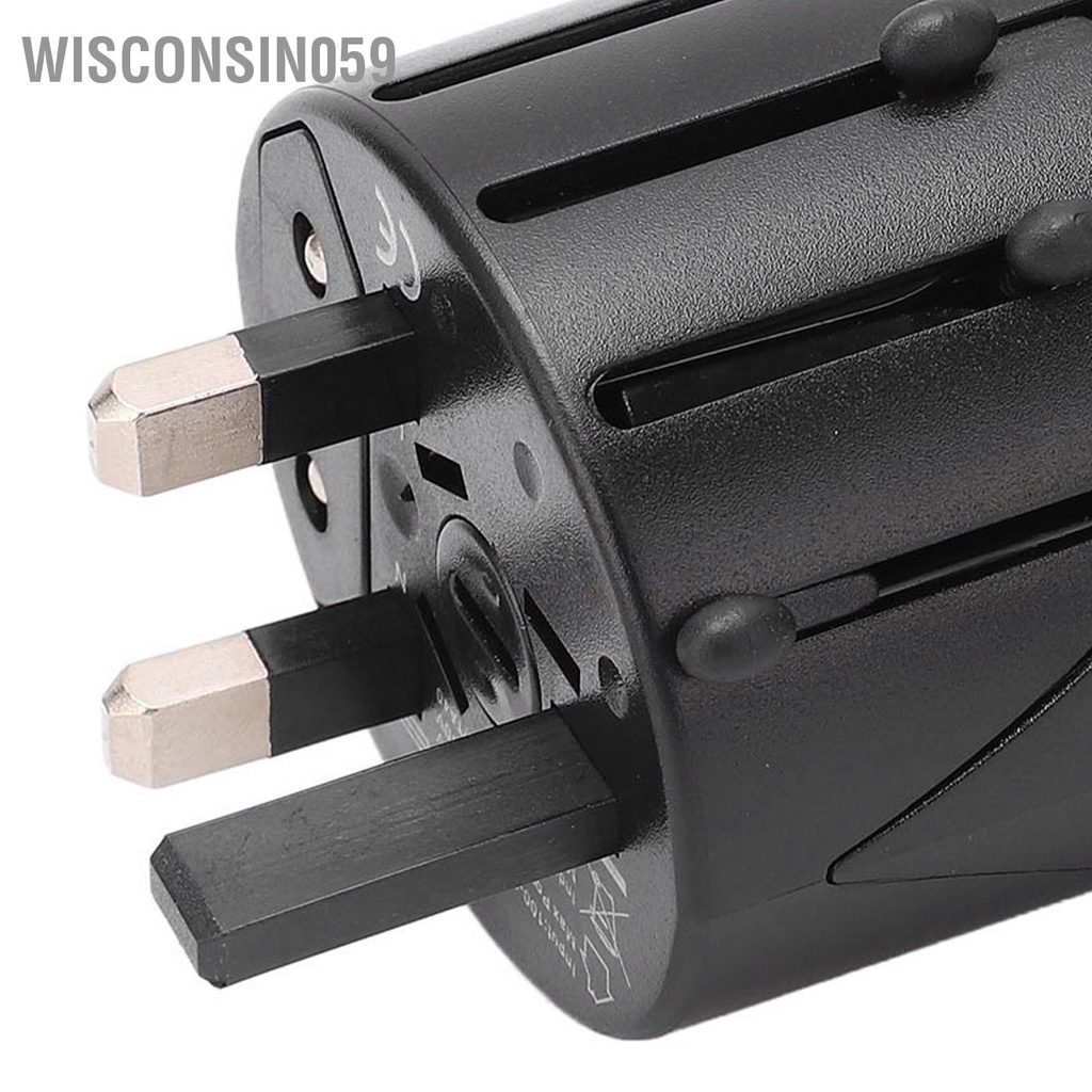 Wisconsin059 Bộ chuyển đổi du lịch đa năng Vỏ chắc chắn Kích thước nhỏ An toàn Hiệu quả Quốc tế Cắm điện 100‑240V
