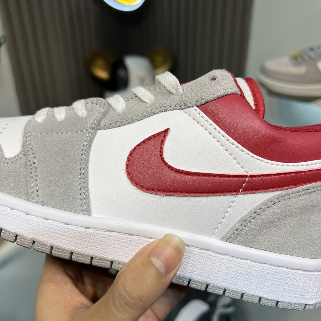 Giày thể thao sneaker JD Xám vệt đỏ, gót đỏ Mới Lai Au