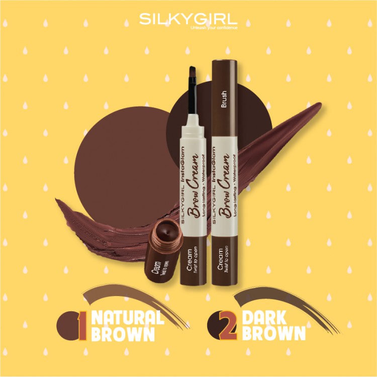 Kem Kẻ Mày Lâu Trôi Và Không Thấm Nước Silkygirl InstaGlam Brow Cream Màu Nâu Tự Nhiên #01, Màu Nâu Tối #02