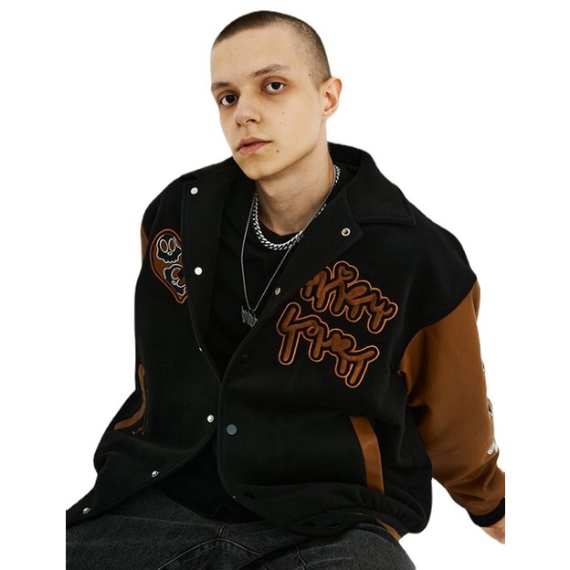 Áo khoác bomber jacket nam nữ Đen tay Nâu  2 lớp, chất nỉ bông siêu đẹp, Phong cách Hàn Quốc | BigBuy360 - bigbuy360.vn