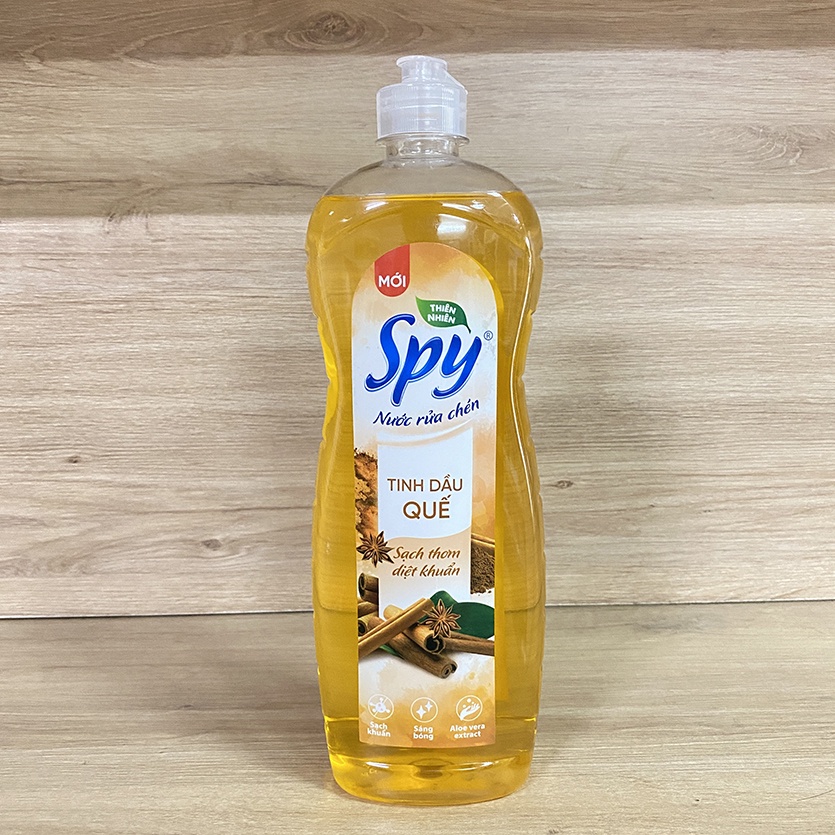 Nước rửa chén bát SPY hương Quế 760ml thiên nhiên bảo vệ da tay với thành phần lô hội