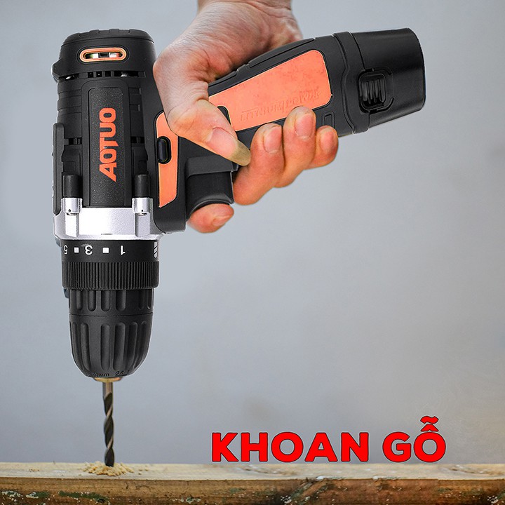 bộ Máy khoan vặn vít không dây Aotuo 12V hai tốc độ có đảo chiều