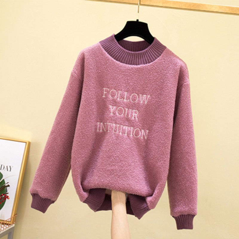 Áo Len Cashmere Tay Dài Cổ Tròn Dáng Rộng In Chữ Thời Trang Mùa Đông Cho Mẹ Bầu