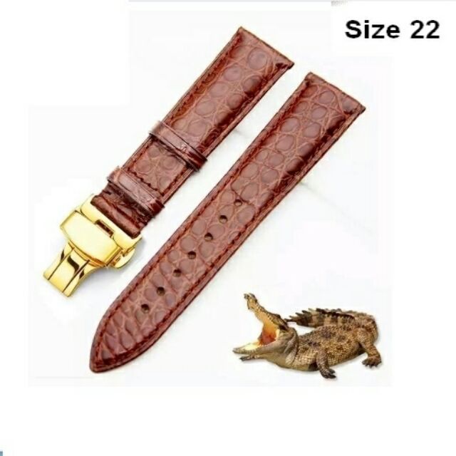 Dây đồng hồ da cá sấu size 22
