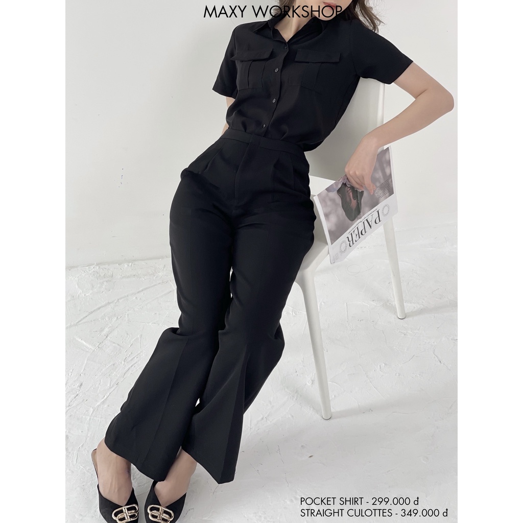 Quần ống suông có xếp ly straight culottes