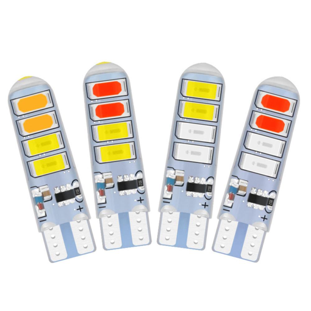 Set 2 Đèn LED T10 5630 8smd T10 Silicone C6P3 Hai Màu Dành Cho Ô Tô