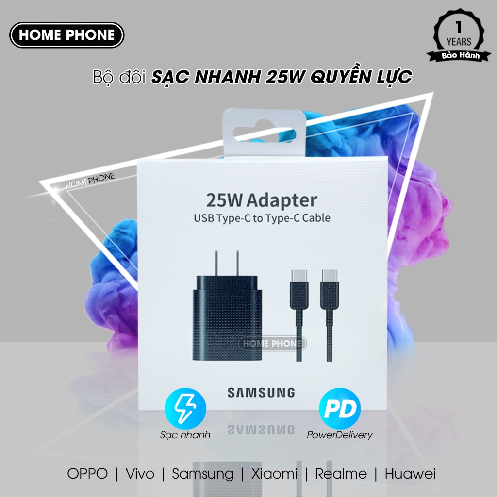 Sạc nhanh Samsung 25w dây cáp sạc Typec 2 đầu tương thích ss A71, A70, A80, A90, S10, NOTE 10, S20+,S21 BS-SS25W-01