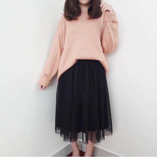 Chân váy Midi Cara Skirt thiết kế kiểu công chúa hàng nhập quảng châu sau lưng bo chun co giãn váy màu trắng và màu đen | BigBuy360 - bigbuy360.vn