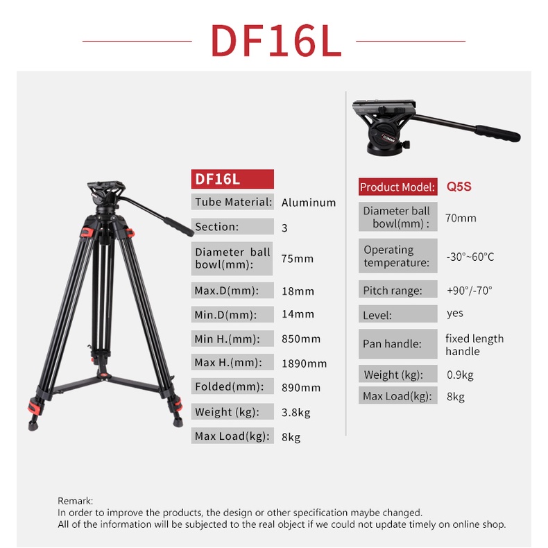 Chân máy quay Coman DF16LQ5S