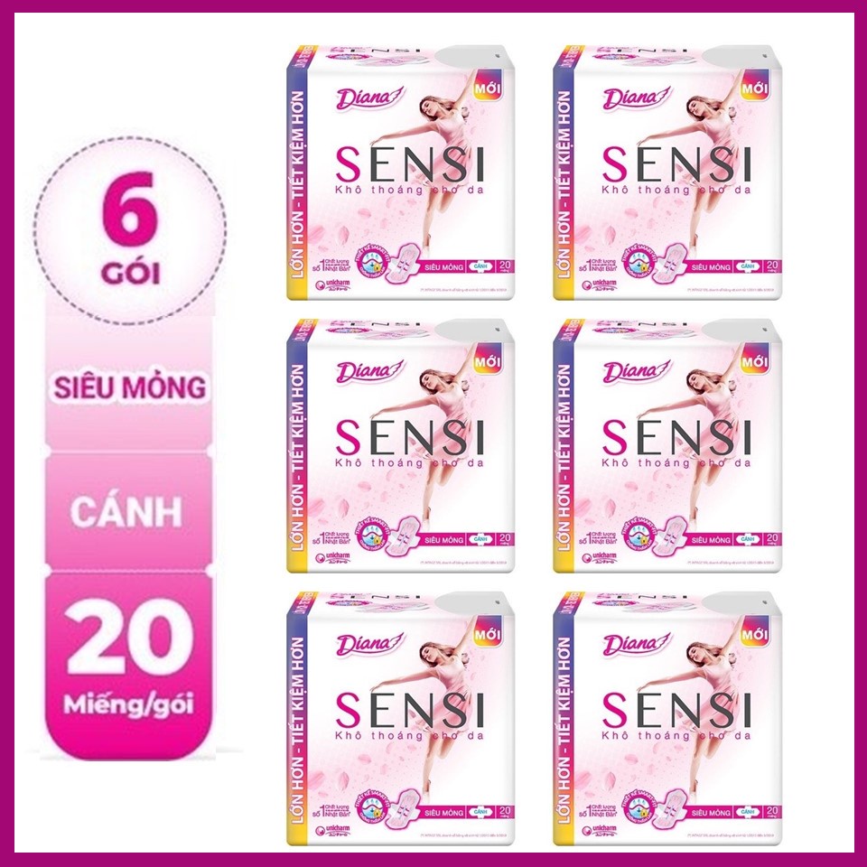 Băng vệ sinh Diana Sensi Siêu mỏng cánh 20 miếng/gói