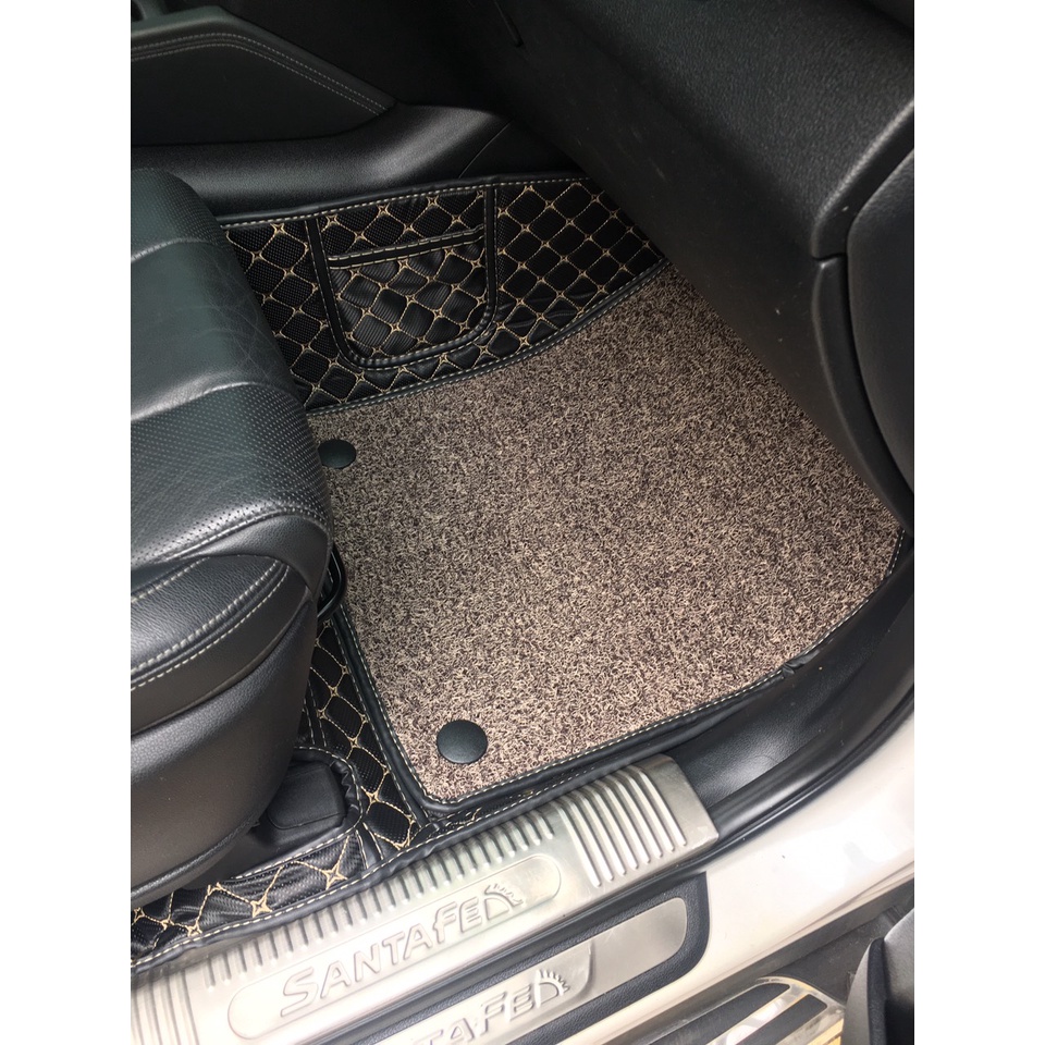 Thảm lót sàn ô tô 6D da cao cấp cho xe Huyndai Santafe 2022, không mùi che phủ 90% sàn xe