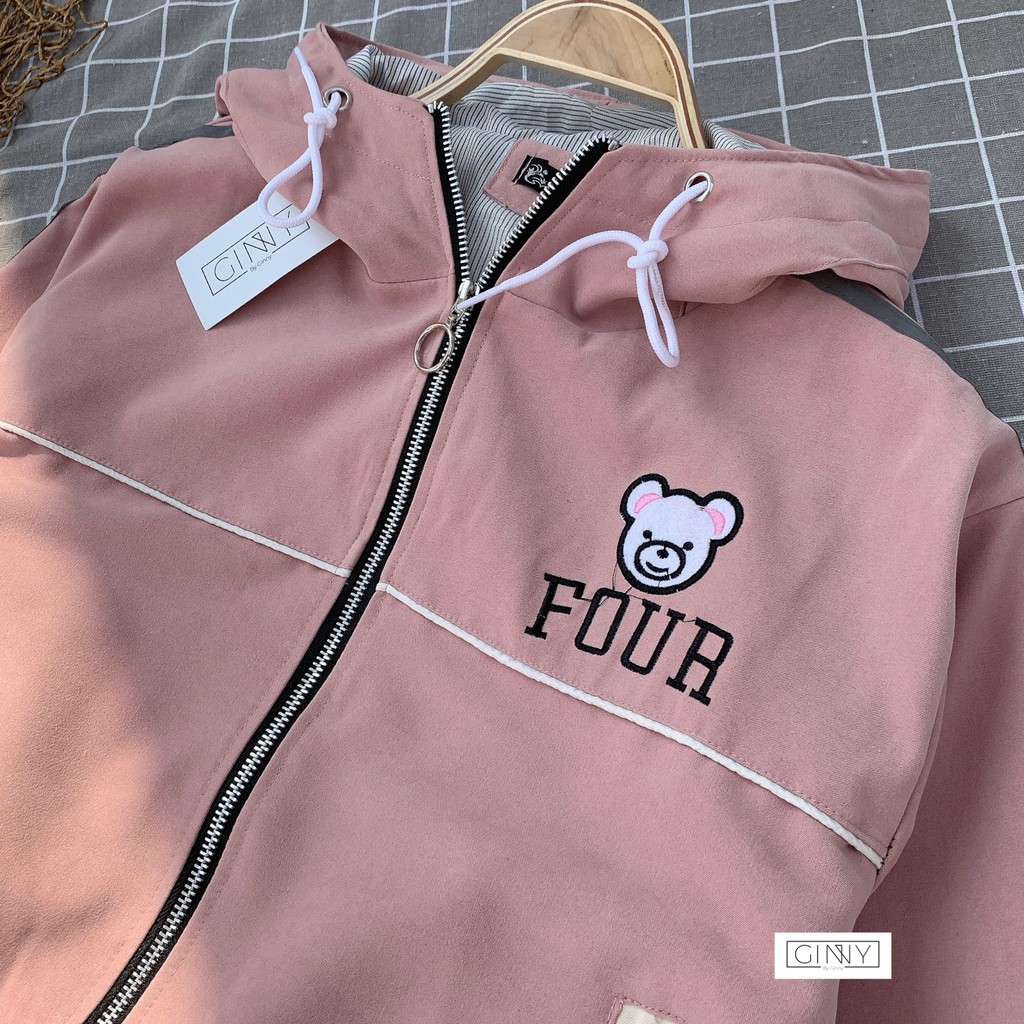 Áo Khoác Nhung Da Lộn Four | Áo Khoác Có Nón | Khoác Nữ Da Lộn | 2 Lớp Mềm Mịn | Freesize | Ginstore | BigBuy360 - bigbuy360.vn