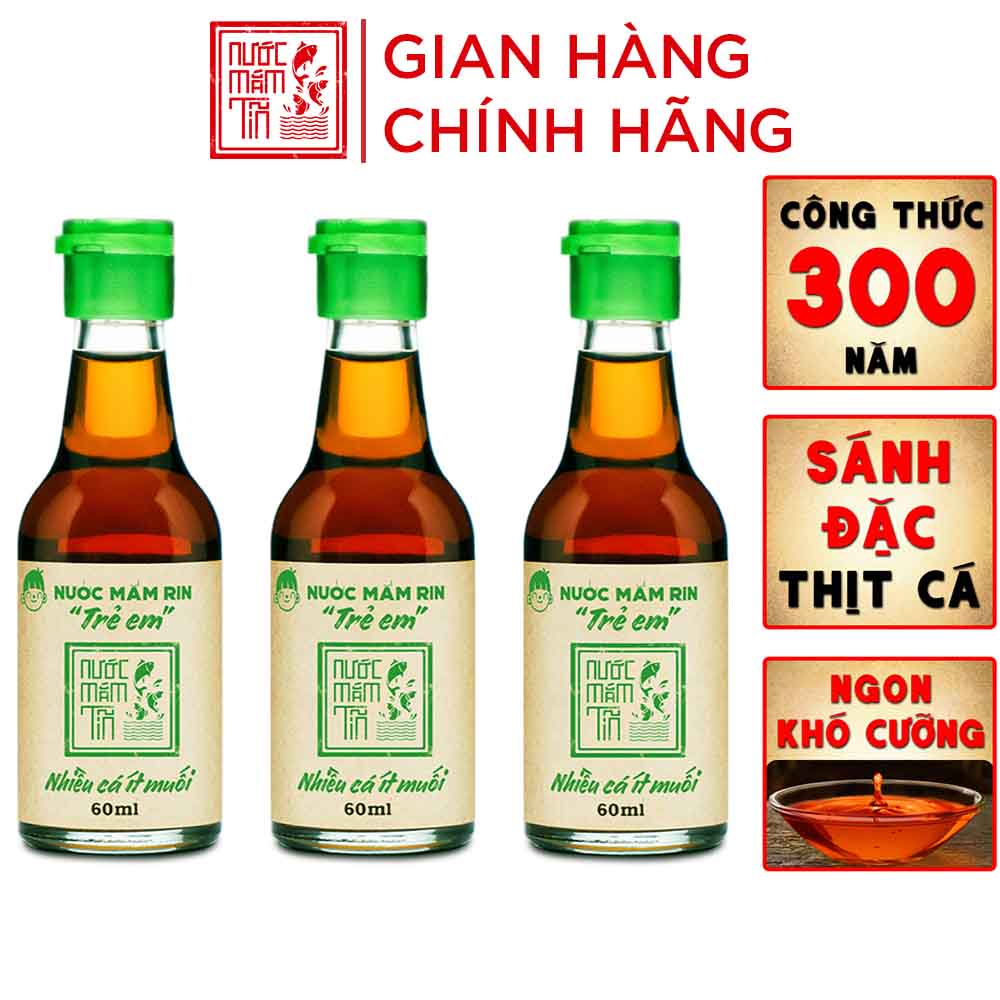 3 Chai Nước Mắm Tĩn cá cơm than Cho Bé Ăn Dặm Độ Đạm 42N 60ml/chai an toàn tiện lợi ăn ngon chóng lớn