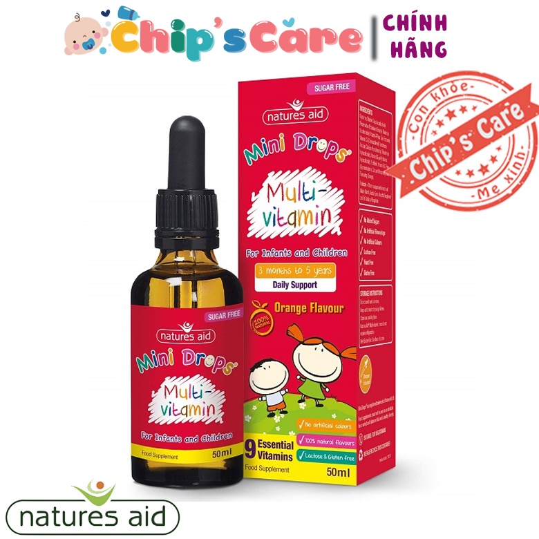 Multi Vitamin Tổng hợp Natures Aid drops cho bé từ 3 tháng - 5 tuổi multivitamin