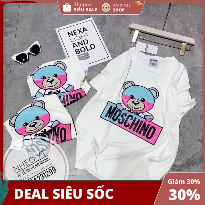 Áo phông unisex 💖Freeship💖Áo thun gấu moschino form rộng tay lỡ - mặc ở nhà, mặc đi chơi - An Xinh Shop