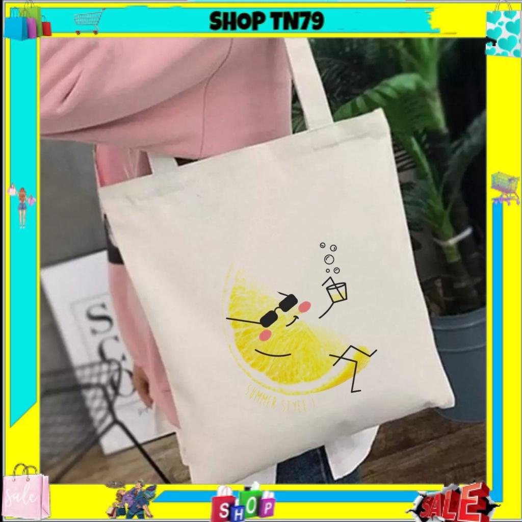 Túi tote vải canvas giá rẻ đeo chéo đi học có khóa kéo phong cách hàn quốc CL-02