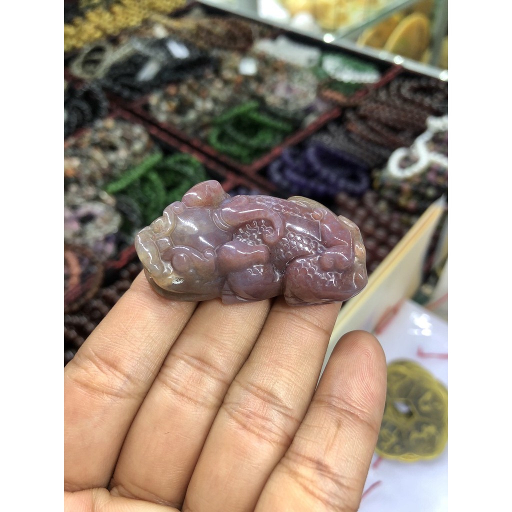 Mặt dây chuyền Tỳ Hưu vẩy rồng phong thủy đá ngọc băng tảo