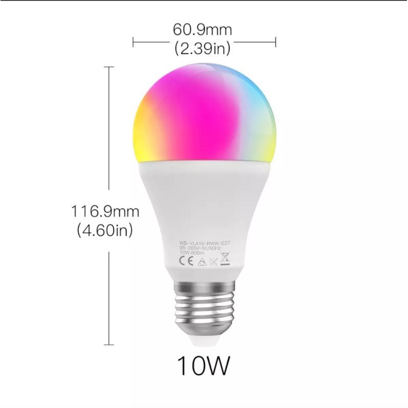 (SP mới) Bóng đèn Wifi thông minh 10W Tuya, ra lệnh giọng nói Google &amp; Alexa