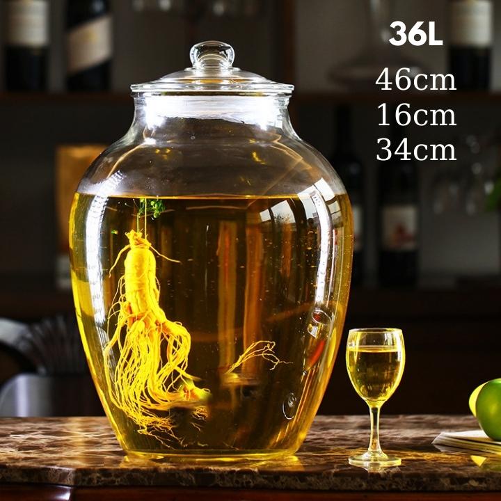 Bình thủy tinh 🔥TRƠN🔥 10-15-20-36L không vòi có vòi ngâm sâm nấm kim chi