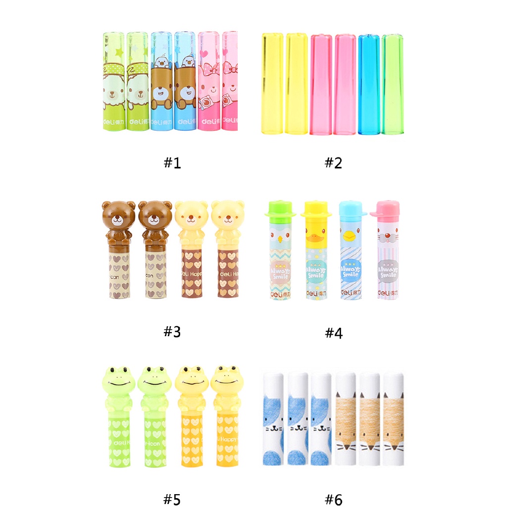Deli. Set 6 Nắp Nhựa Bọc Bút Chì Hình Động Vật Hoạt Hình Nhật Bản Dễ Thương