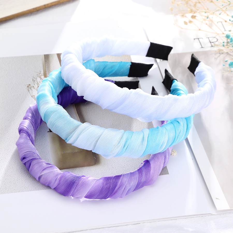 Băng đô lụa xếp ly bản rộng màu sáng thời trang Hàn Quốc