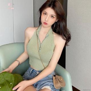 Áo Sát Nách Dệt Kim Thiết Kế Cổ Yếm Quyến Rũ