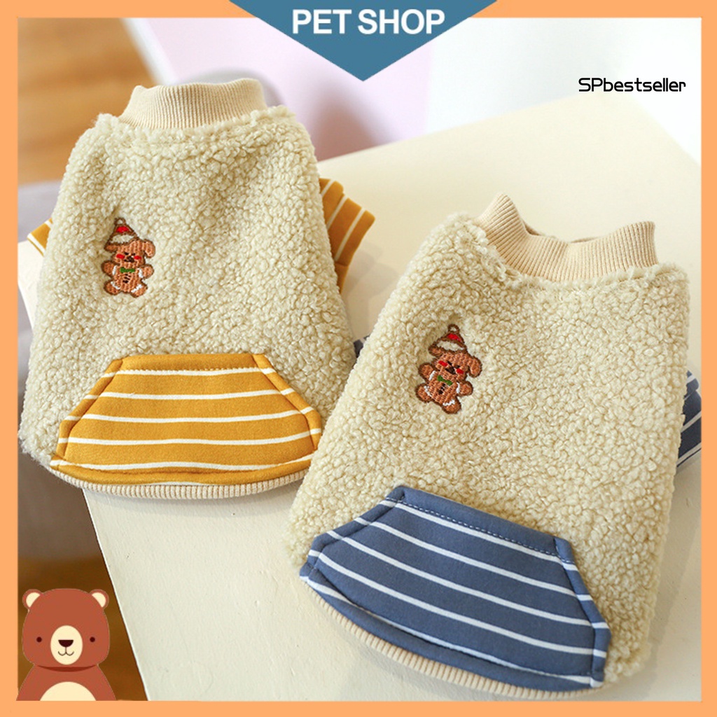Áo sweater cổ tròn dày dặn chống gió mùa đông cho thú cưng