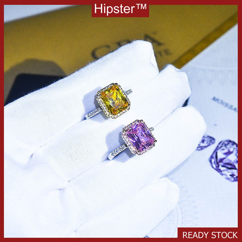 Nhẫn Đính Kim Cương Giả Màu Hồng Sang Trọng Cho Nữ