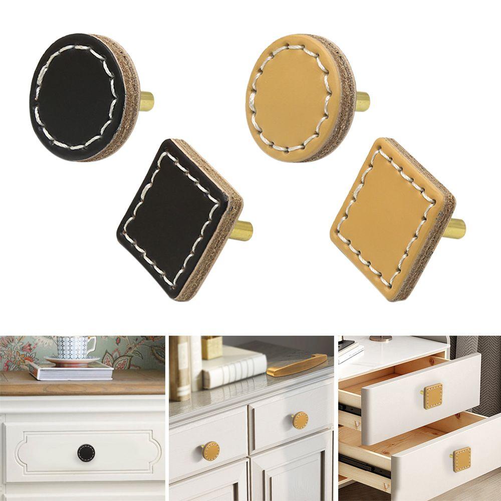 Set 24 Tay Nắm Cửa Tủ Bằng Da Nhiều Màu Tiện Dụng
