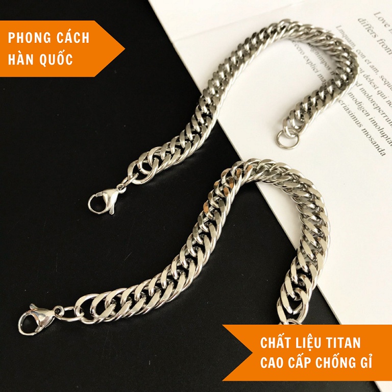 Vòng Tay Nam SAZ Màu Bạc Mắt Xích HipHop Lắc Tay Unisex Thời Trang Đeo Nam Nữ Basic  - Vòng TIN
