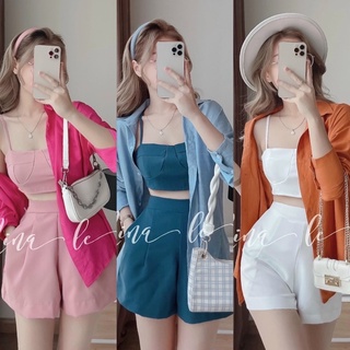 Set áo bra áo sơ mi kèm quần short
