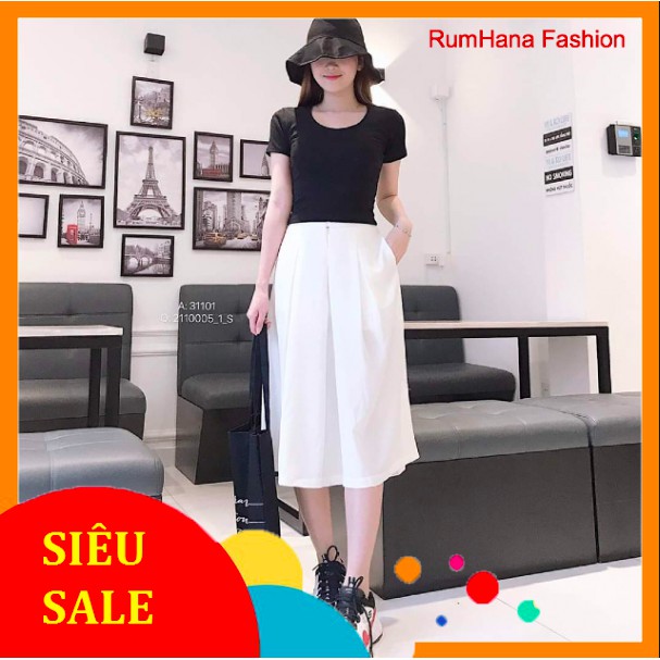 Quần ống rộng giả váy hot trends. Chất đũi siêu mát.
