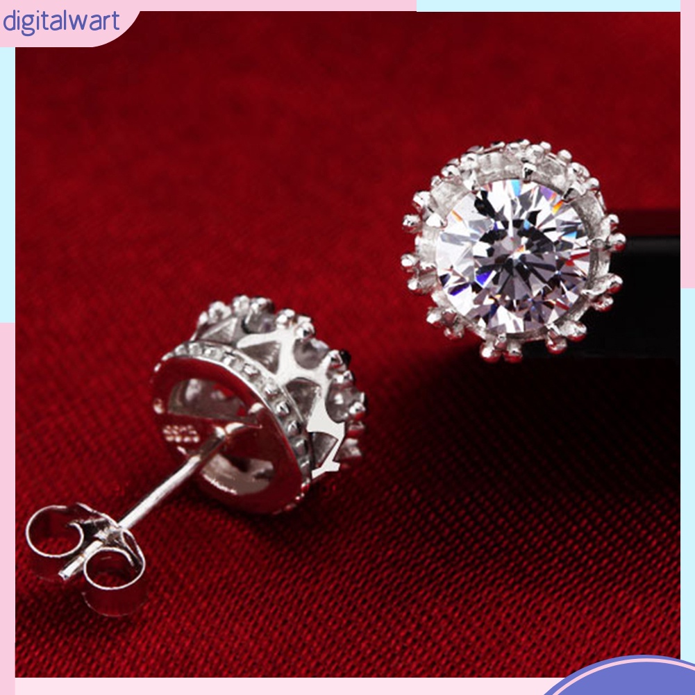 Đôi khuyên tai mạ bạc đính đá phong cách sang trọng cho nữ