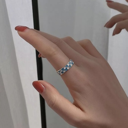 Nhẫn hợp kim caro cá tính có thể điều chỉnh, phụ kiện trang sức TS014 - Filibra