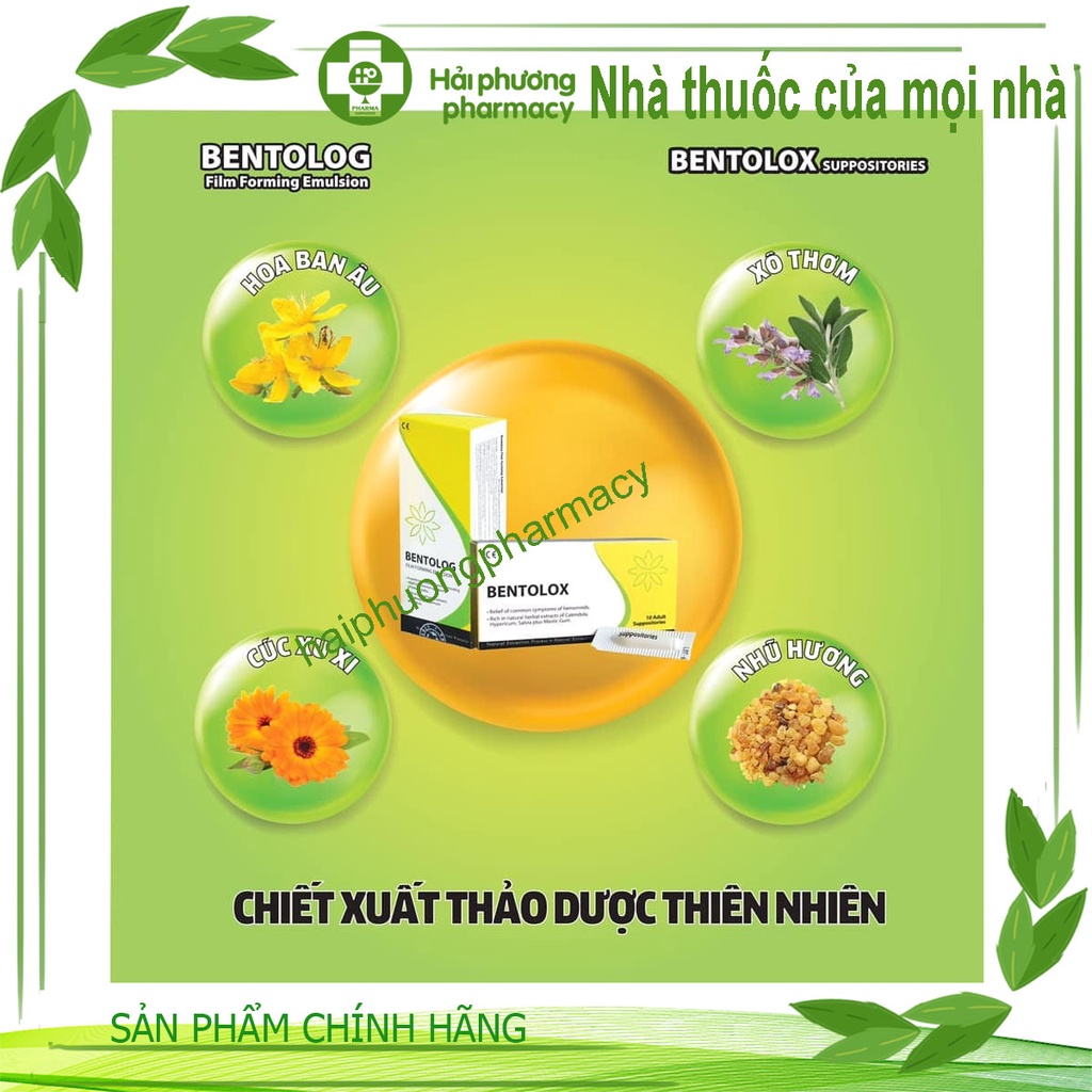 Gel bôi trĩ bông hoa BENTOLOG và viên đặt BENTOLOX - Nhũ tương tạo màng bảo vệ da vùng hậu môn - HUNMED