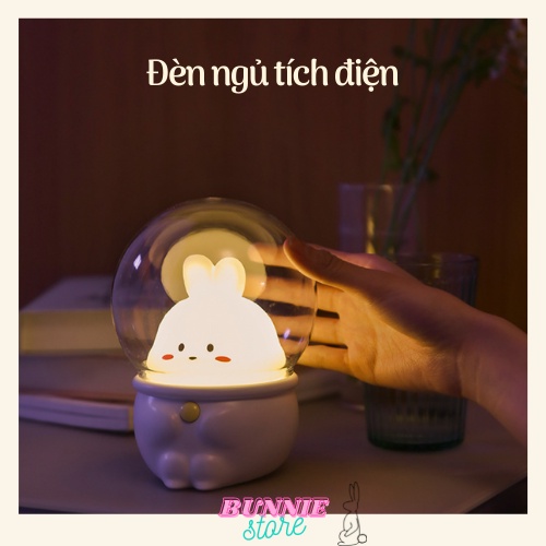 Đèn ngủ chú thỏ để bàn tích điện, 3 chế độ phong cách Hàn Quốc dễ thương - Bunnie Store