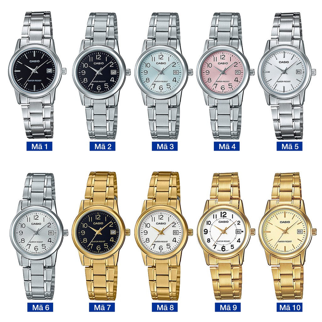 Đồng hồ nữ dây kim loại Casio Standard chính hãng Anh Khuê LTP-V002 Series (25mm)