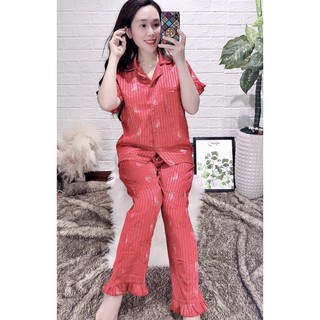 BỘ LỤA GẤM TAY NGẮN QUẦN DÀI