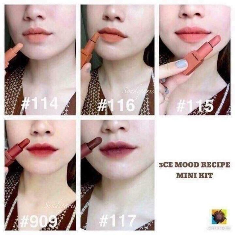 Set son 3CE Mood Recipe Lip Color Mini Kit