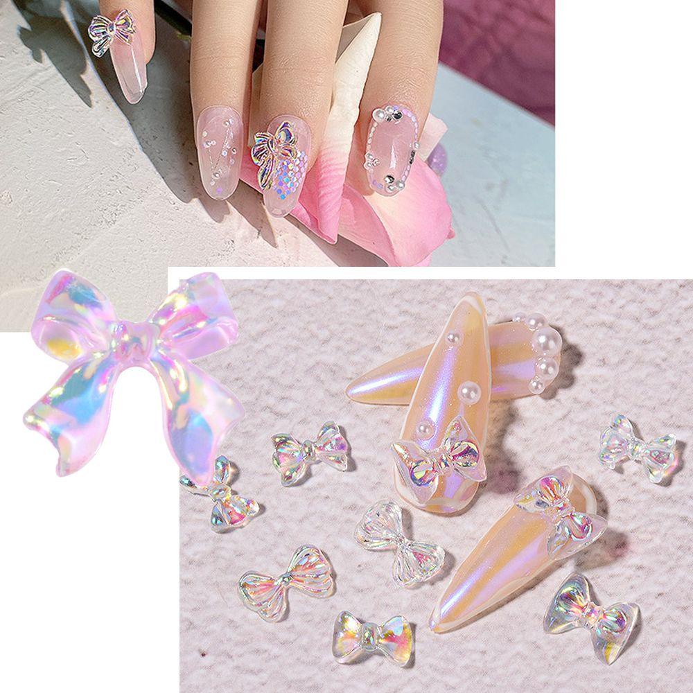 Phụ Kiện Trang Trí Móng Tay Hình Nơ Màu Kẹo Lấp Lánh Charms