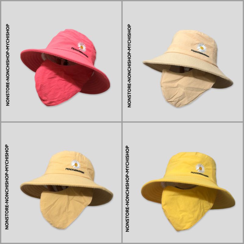 Nón chống nắng khẩu trang thêu hoa cúc